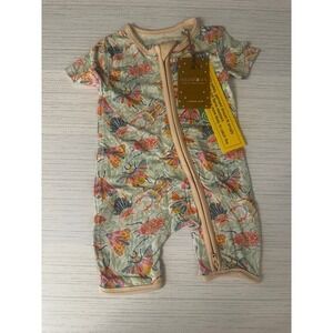Wildwoven Baby Beetle Moth Print Tencel Modal Zipper Romper 0-3M New